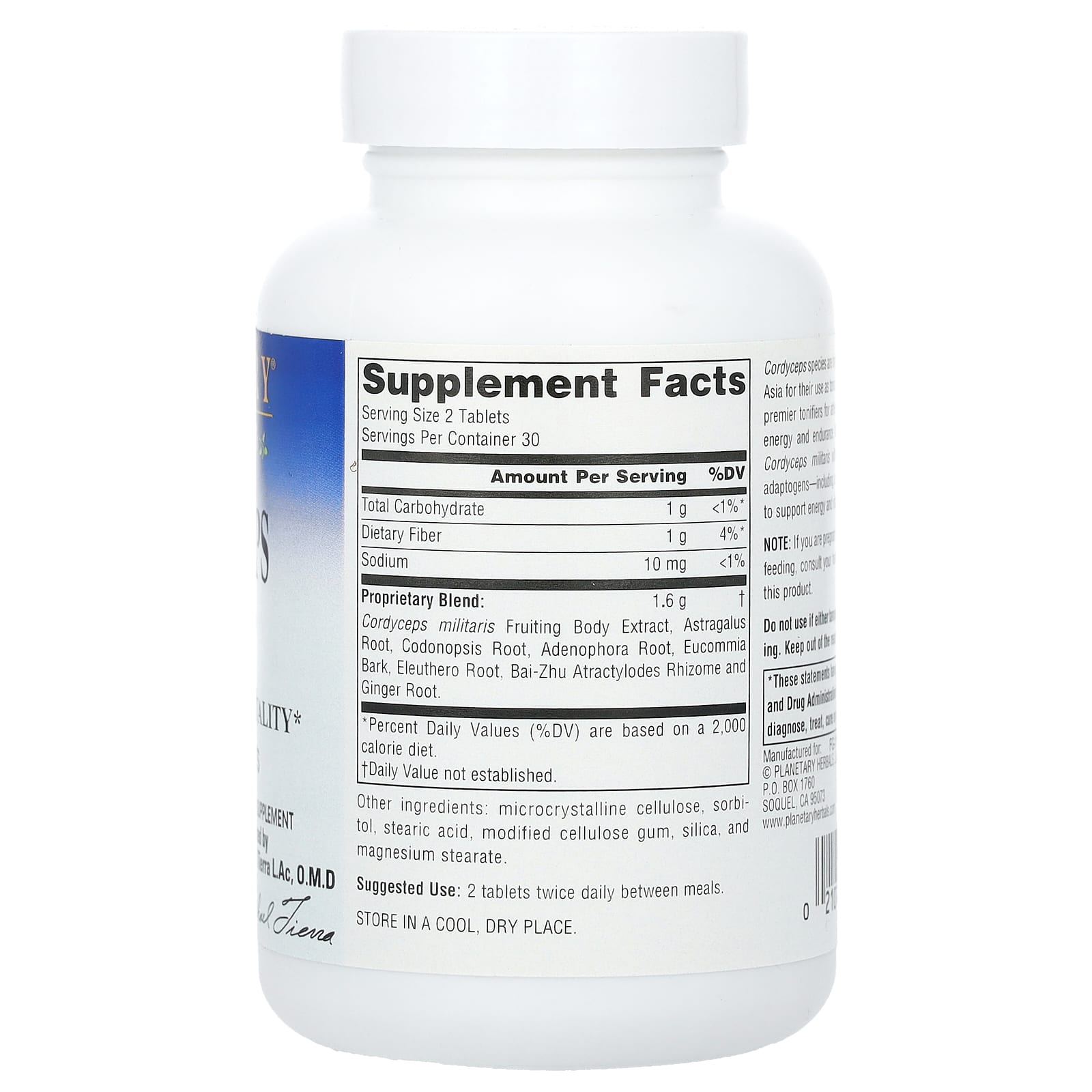 Planetary Herbals, Cordyceps Power, 60 Tablets (400 mg per Tablet) - Image 2