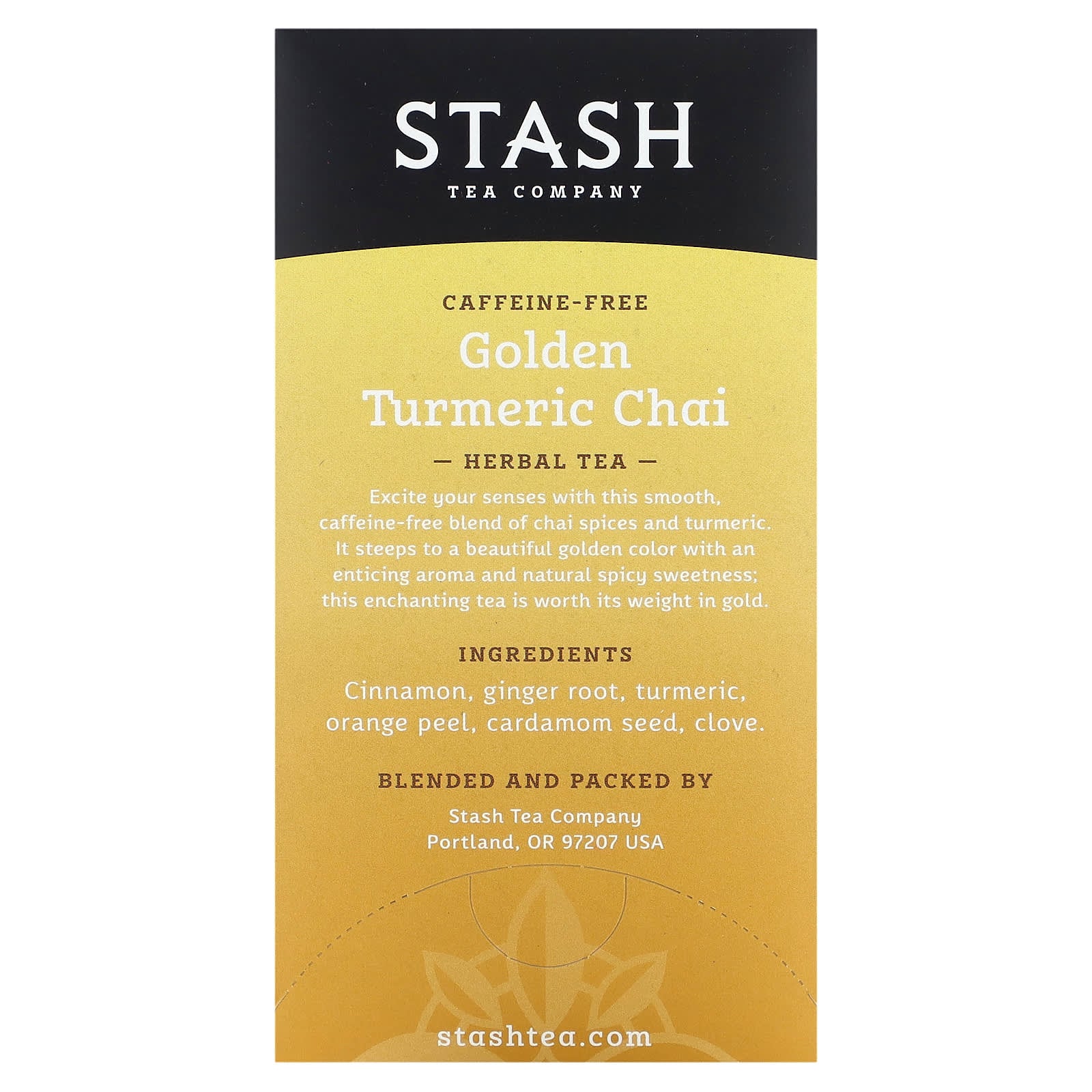 Stash Tea, Herbal Tea, Golden Turmeric Chai, Caffeine-Free, 18 Tea Bags, 1.2 oz (36 g) - Image 2