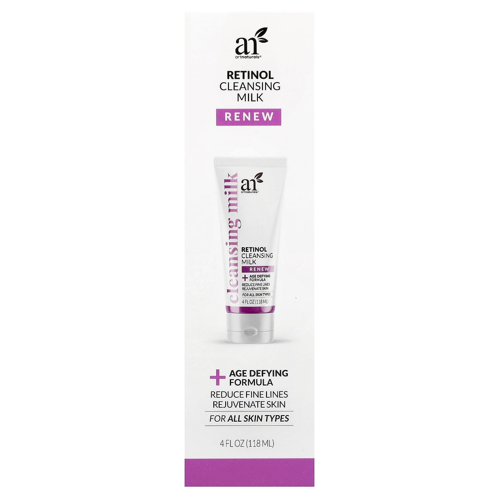 Retinol Cleansing Milk | Fade Fine Lines & Wrinkles | Artnaturals - Image 2