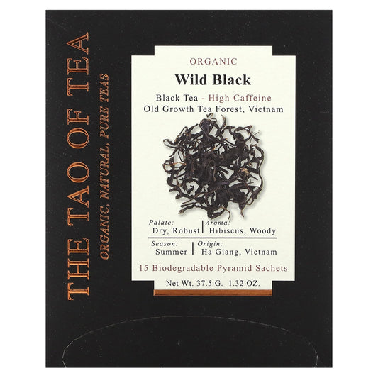 The Tao of Tea, Organic Black Tea, Wild Black, 15 Pyramid Sachets, 1.32 oz (37.5 g) - Image 1