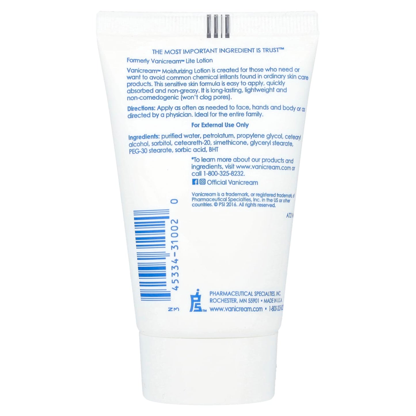 Vanicream, Moisturizing Lotion For Sensitive Skin, Fragrance Free, 2 oz (57 g) - Image 2