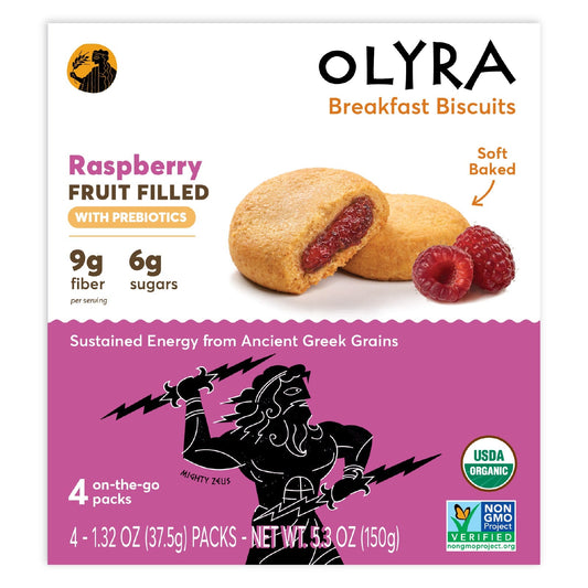 Olyra, Organic Breakfast Biscuits, Raspberry Filled, 4 Packs, 1.32 oz (37.5 g) Each - Image 1