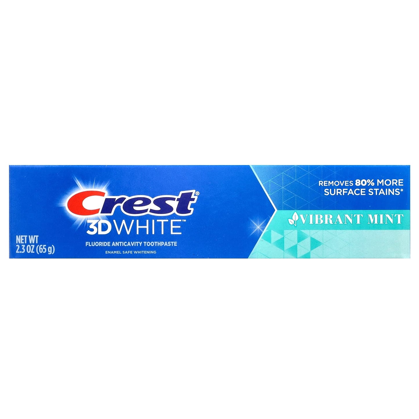 Crest 3D White Fluoride Toothpaste, Vibrant Mint, 2.3 oz, Anticavity Whitening - Image 2