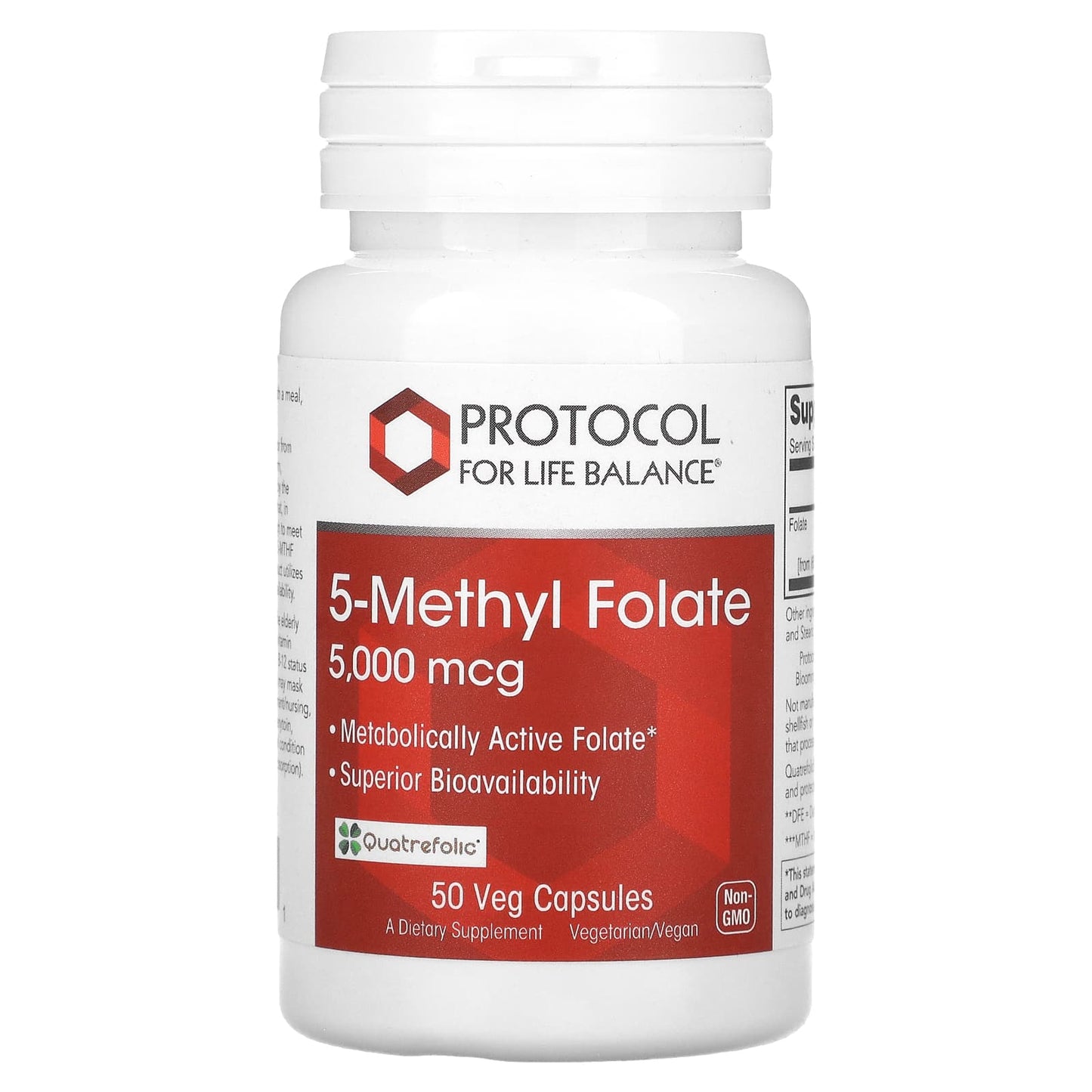 Protocol for Life Balance, 5-Methyl Folate, 5,000 mcg , 50 Veg Capsules - Image 1