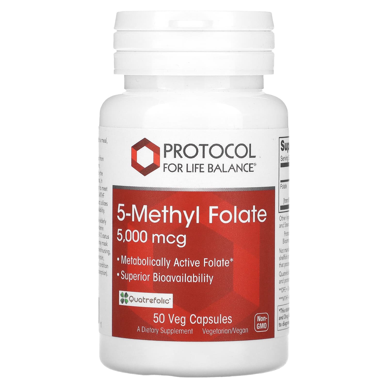 Protocol for Life Balance, 5-Methyl Folate, 5,000 mcg , 50 Veg Capsules - Image 1