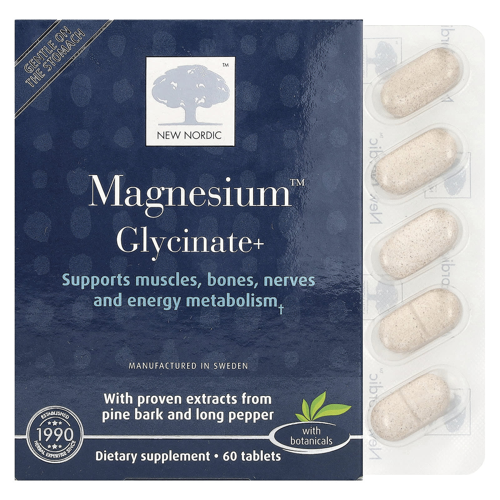 New Nordic, Magnesium™ Glycinate+, 60 Tablets - Image 1
