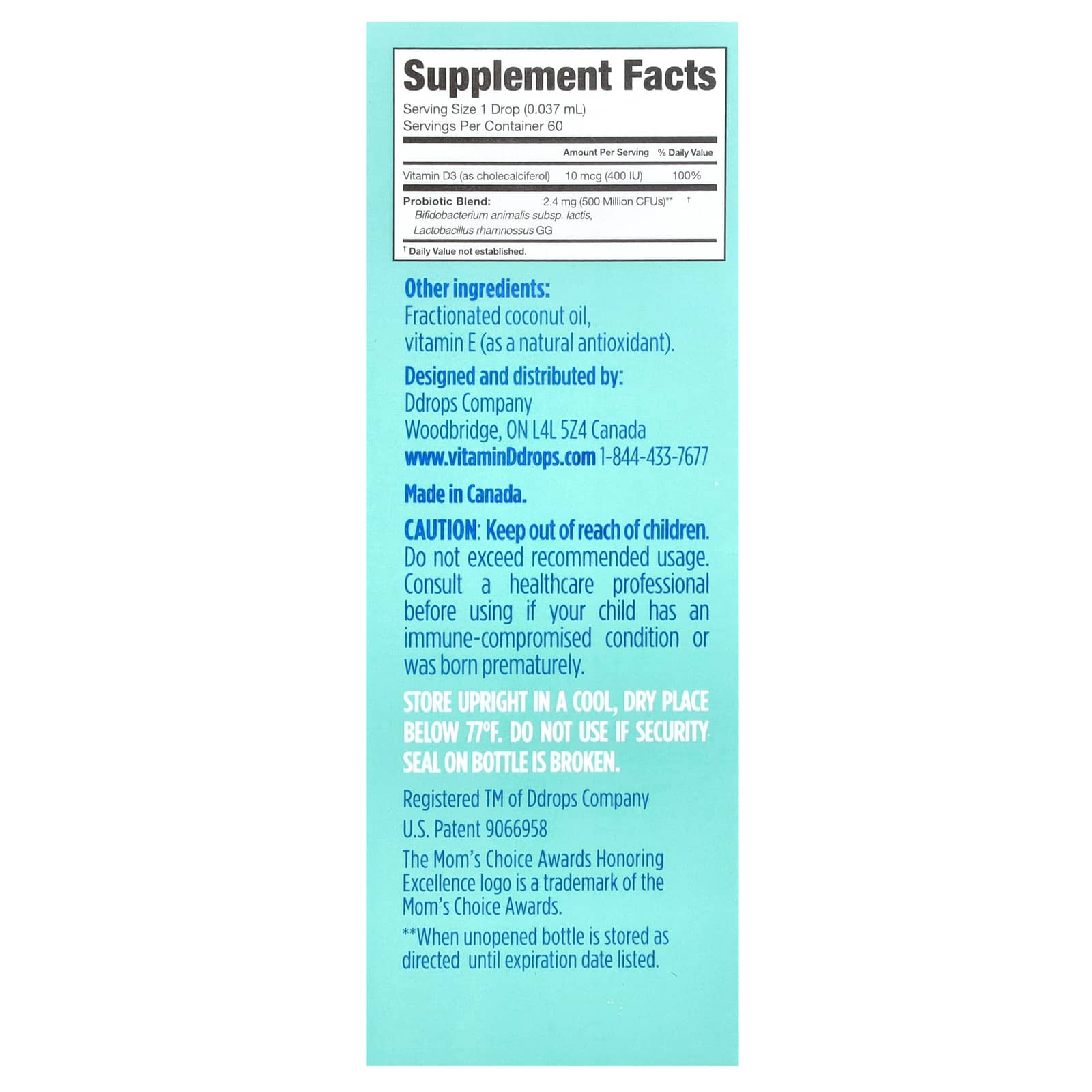Ddrops Baby Probiotic Drops for Newborns and Infants - 60 Drops - Image 2