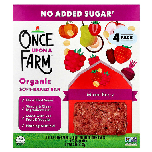 Once Upon A Farm, Organic Soft Baked Bar, Mixed Berry, 4 Bars, 1.2 oz (34 g) Each - Image 1