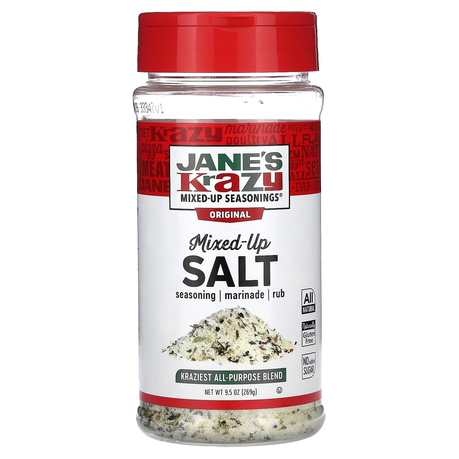 Jane’s Krazy All-Purpose Seasoning Blend, 9.5 oz, No MSG, Kosher - Image 1