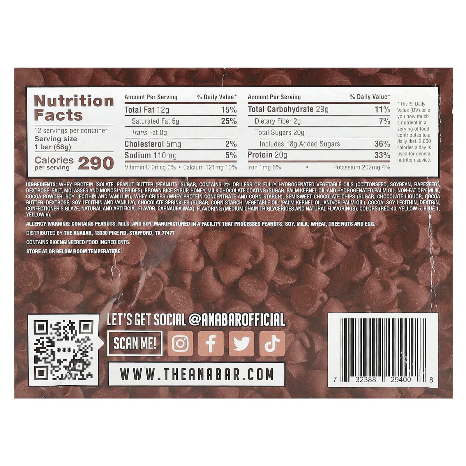 The Anabar, The Protein-Packed Candy Bar®, Triple Chocolate Wasted, 12 Bars, 2.39 oz (68 g) Each - Image 2
