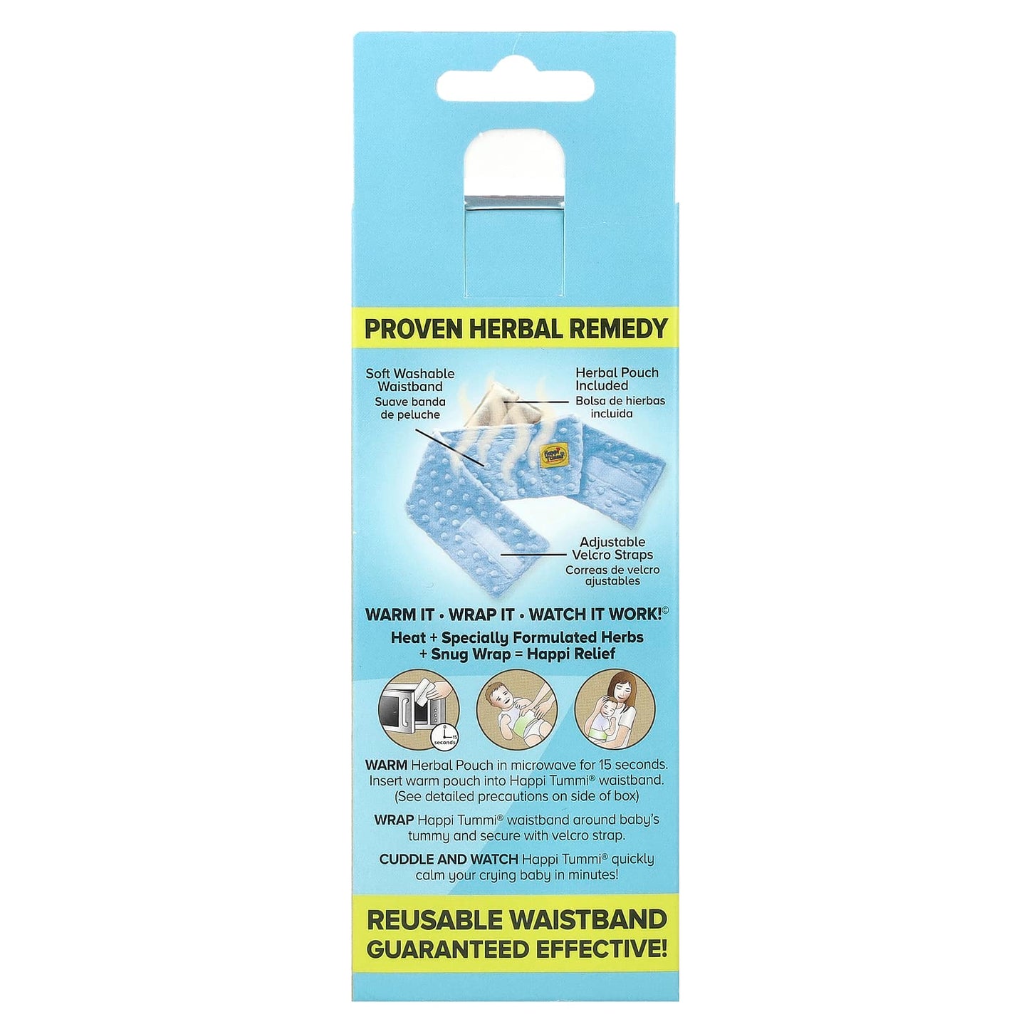 Happi Tummi, Fast Relief Colic & Gas Natural Wrap, Infants to 36 Months, Blue, 1 Wrap & 1 Herbal Pouch
