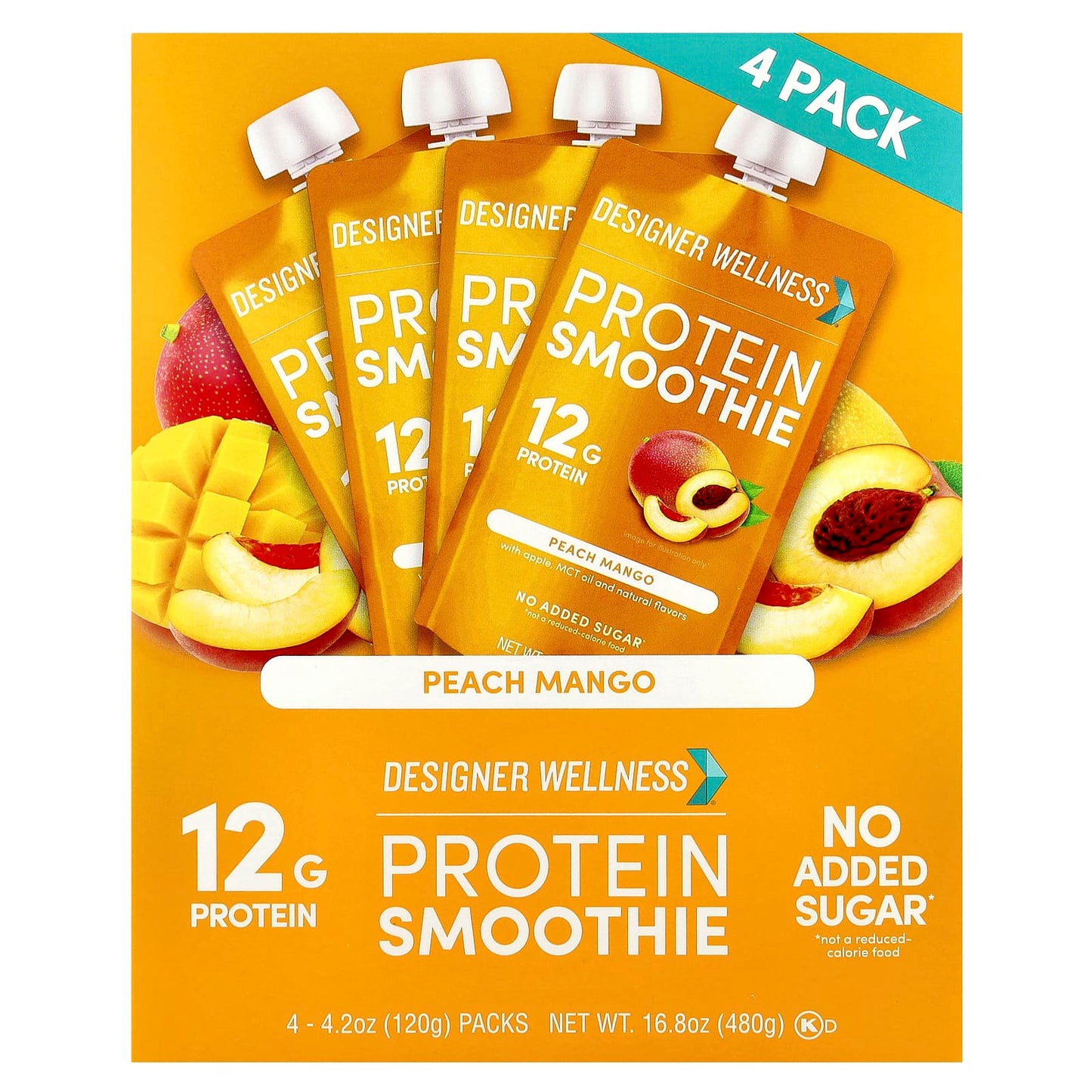 Peach Mango Protein Smoothie Packs - 4.2 oz (120g) Each - Image 1