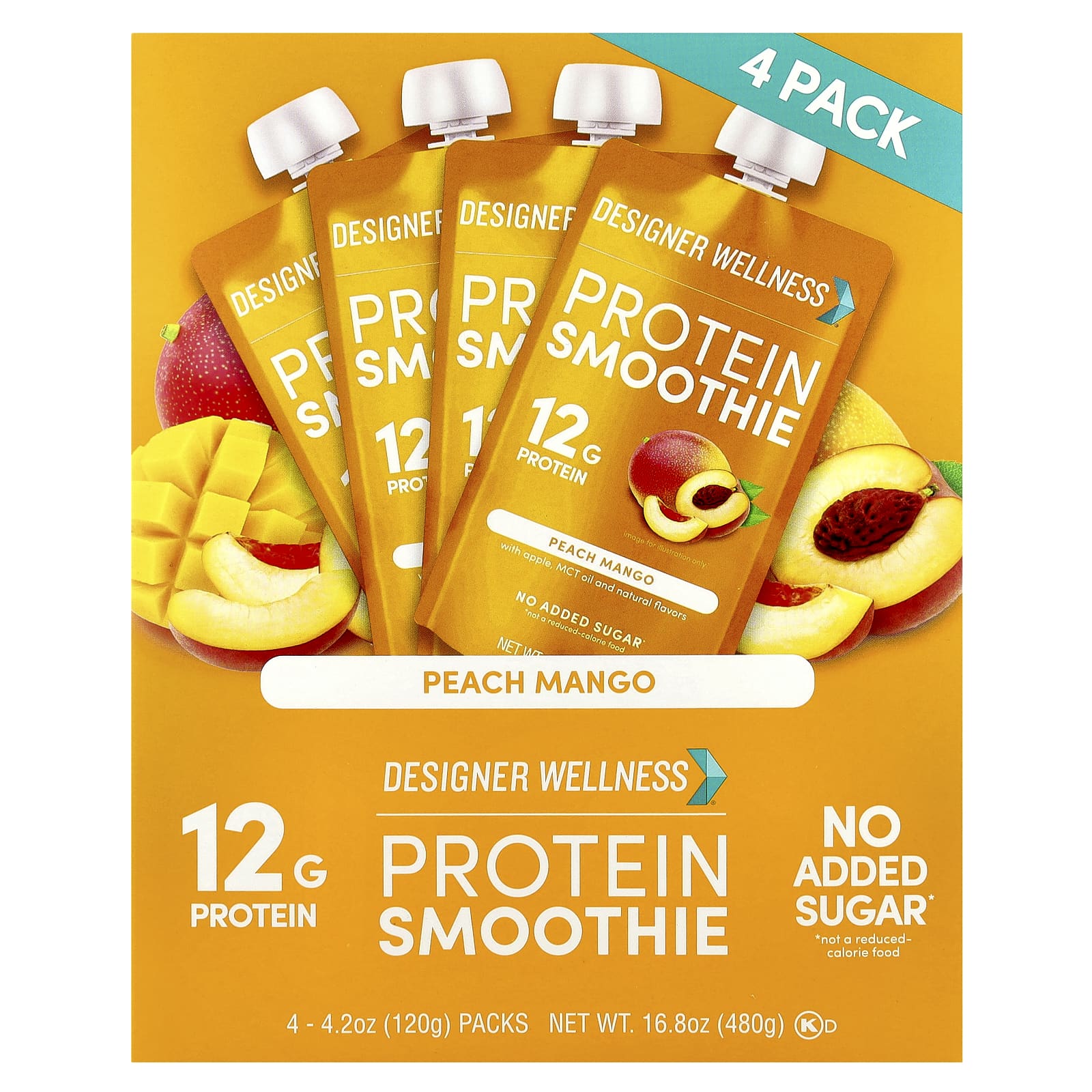 Peach Mango Protein Smoothie Packs - 4.2 oz (120g) Each - Image 1
