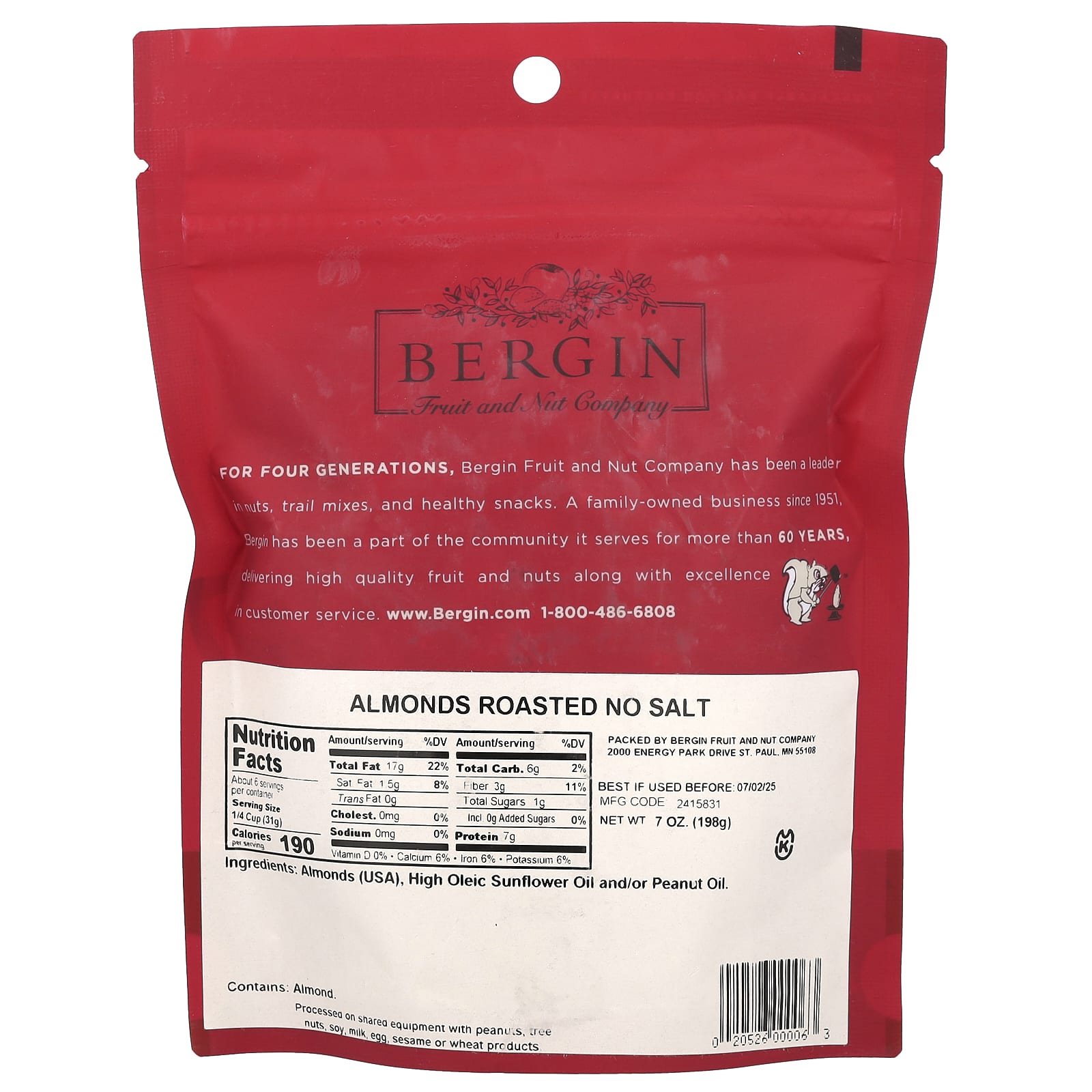 Bergin Roasted Almonds - No Salt, High-Quality Snack - Image 2