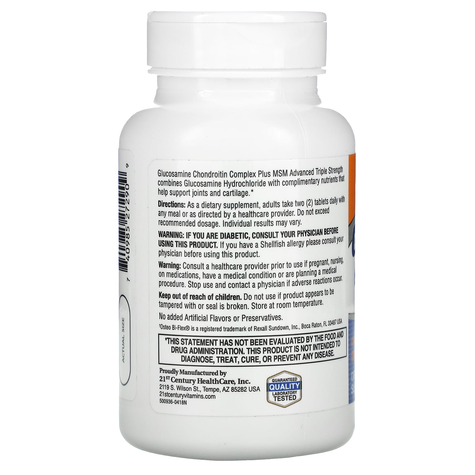 Glucosamine Chondroitin Complex Plus MSM Triple Strength - 80 Tablets | 21st Century - Image 2