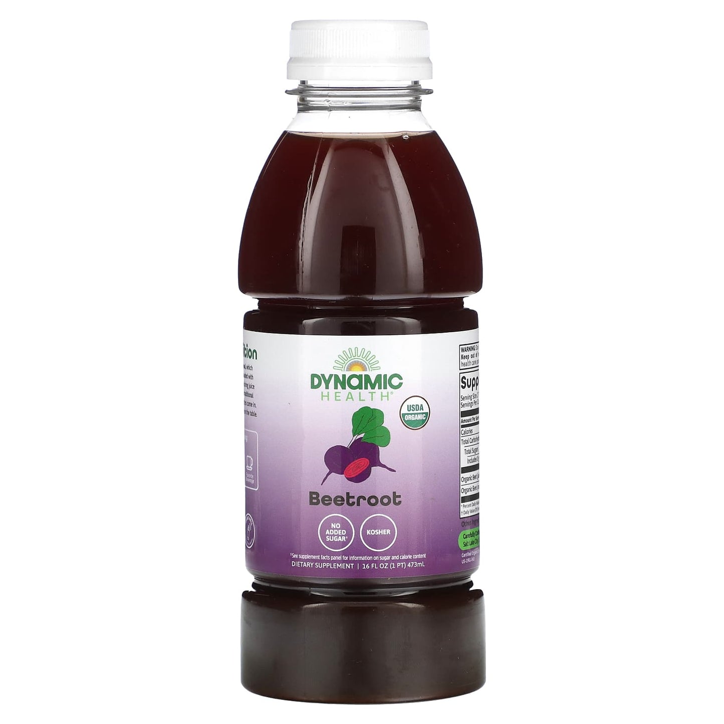 Dynamic Health Organic Beetroot Juice, 16 fl oz, USDA Organic, No Sugar - Image 1