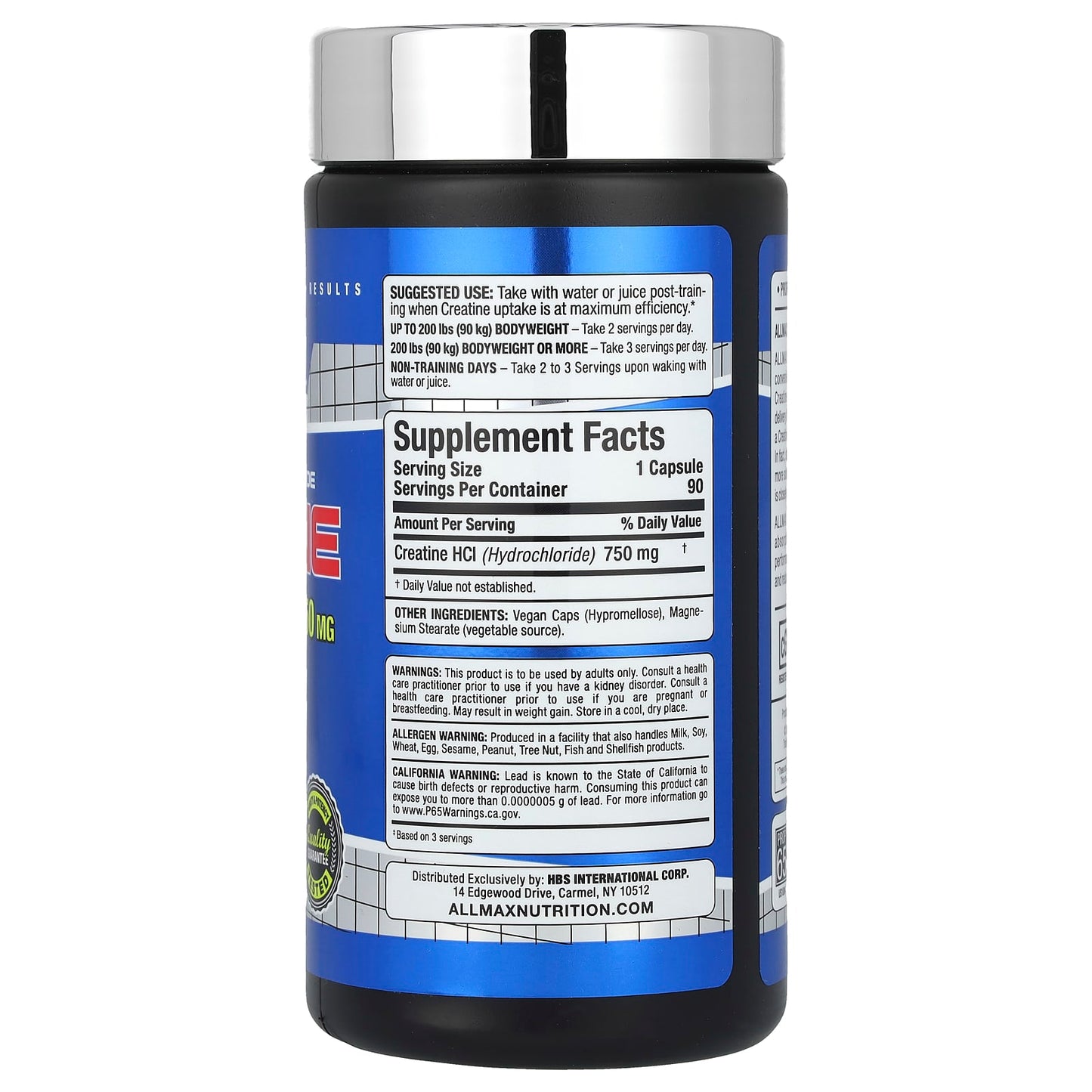 ALLMAX Creatine HCL 750mg - Enhanced Performance & Absorption - Image 2
