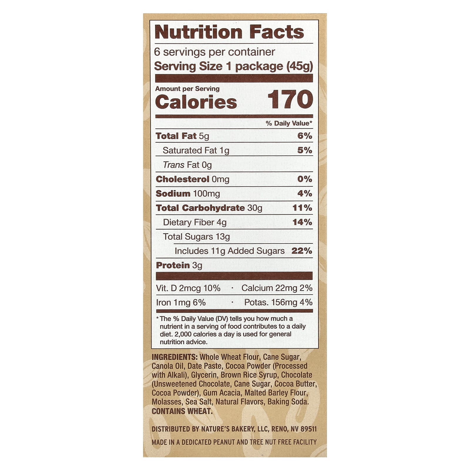 Nature's Bakery, Brownie, Double Chocolate, 6 Twin Packs, 1.59 oz (45 g) Each - Image 2