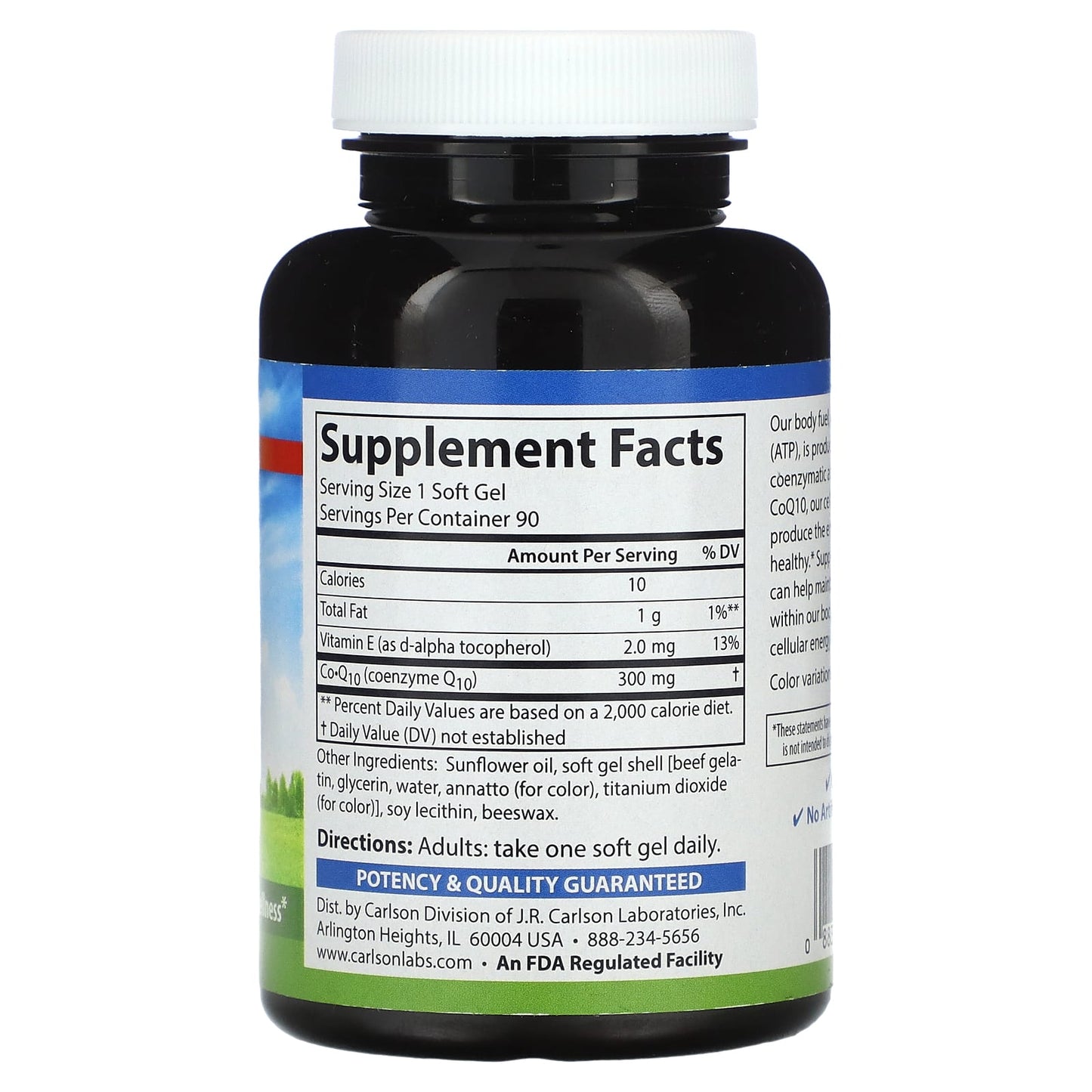 Carlson CoQ10 90 Soft Gels - Boost Heart Function & Energy - Image 2