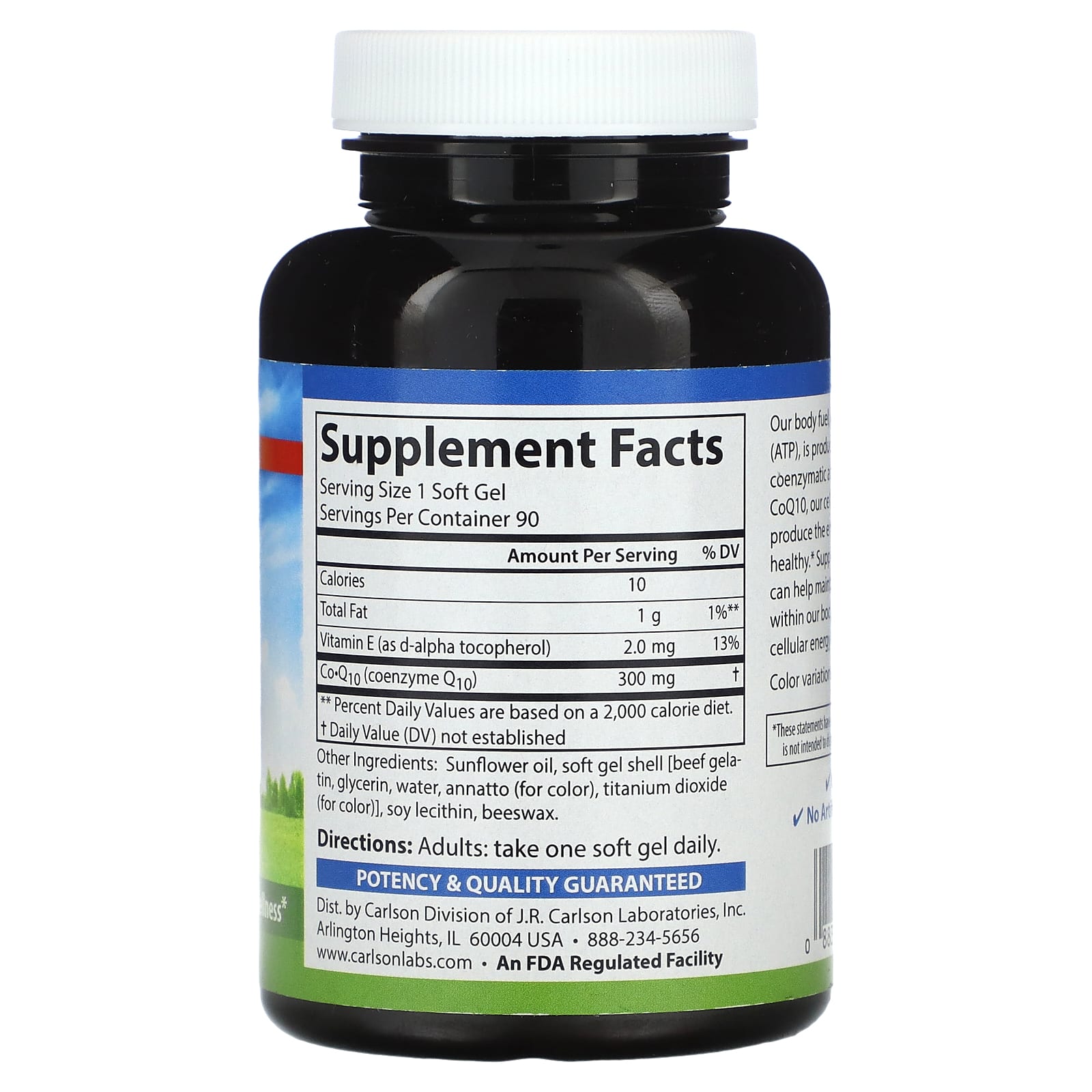 Carlson CoQ10 90 Soft Gels - Boost Heart Function & Energy - Image 2