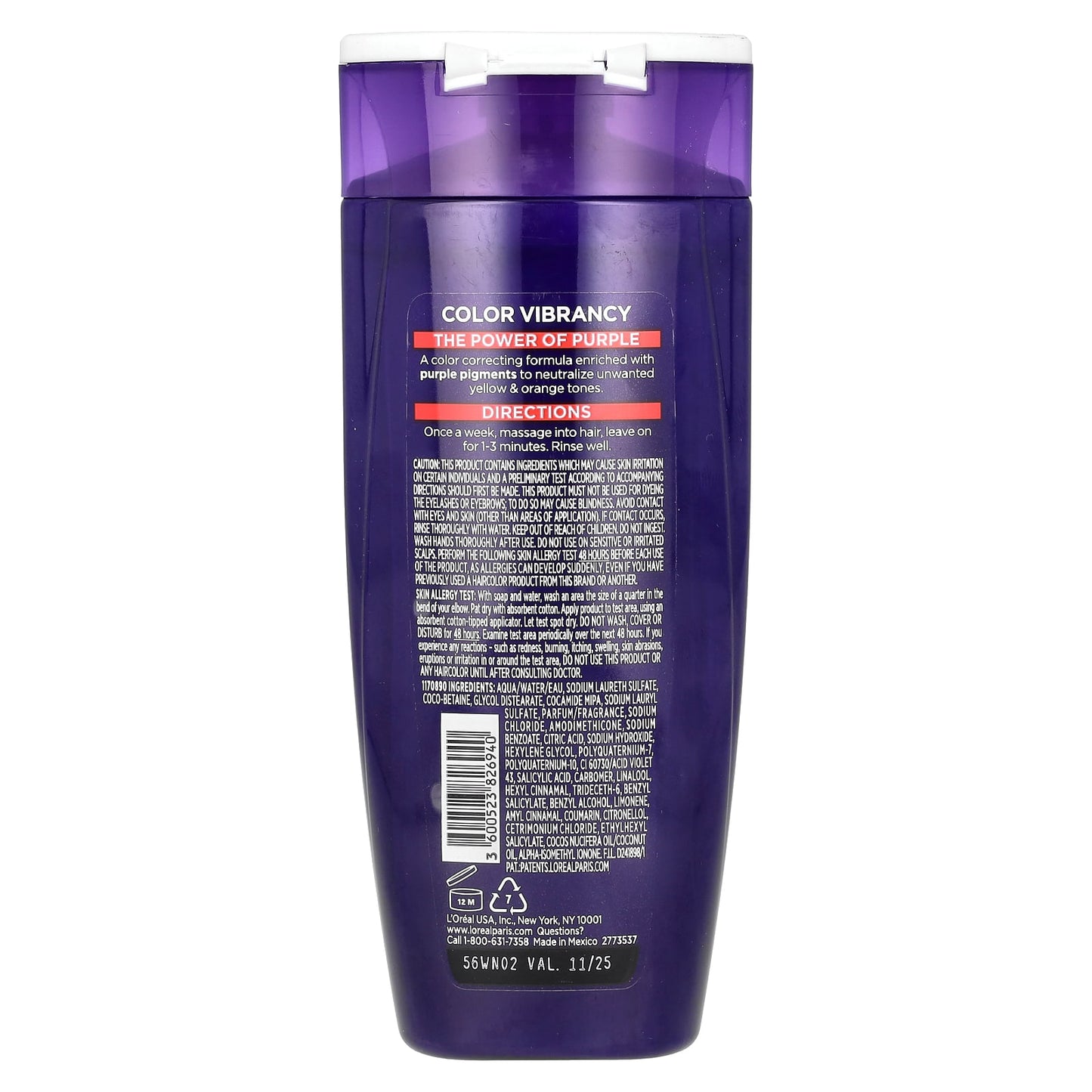 L'Oréal, Elvive, Color Vibrancy, Purple Shampoo, Highlighted Brunette, Blonde & Grey Hair, 6.7 fl oz (200 ml) - Image 2