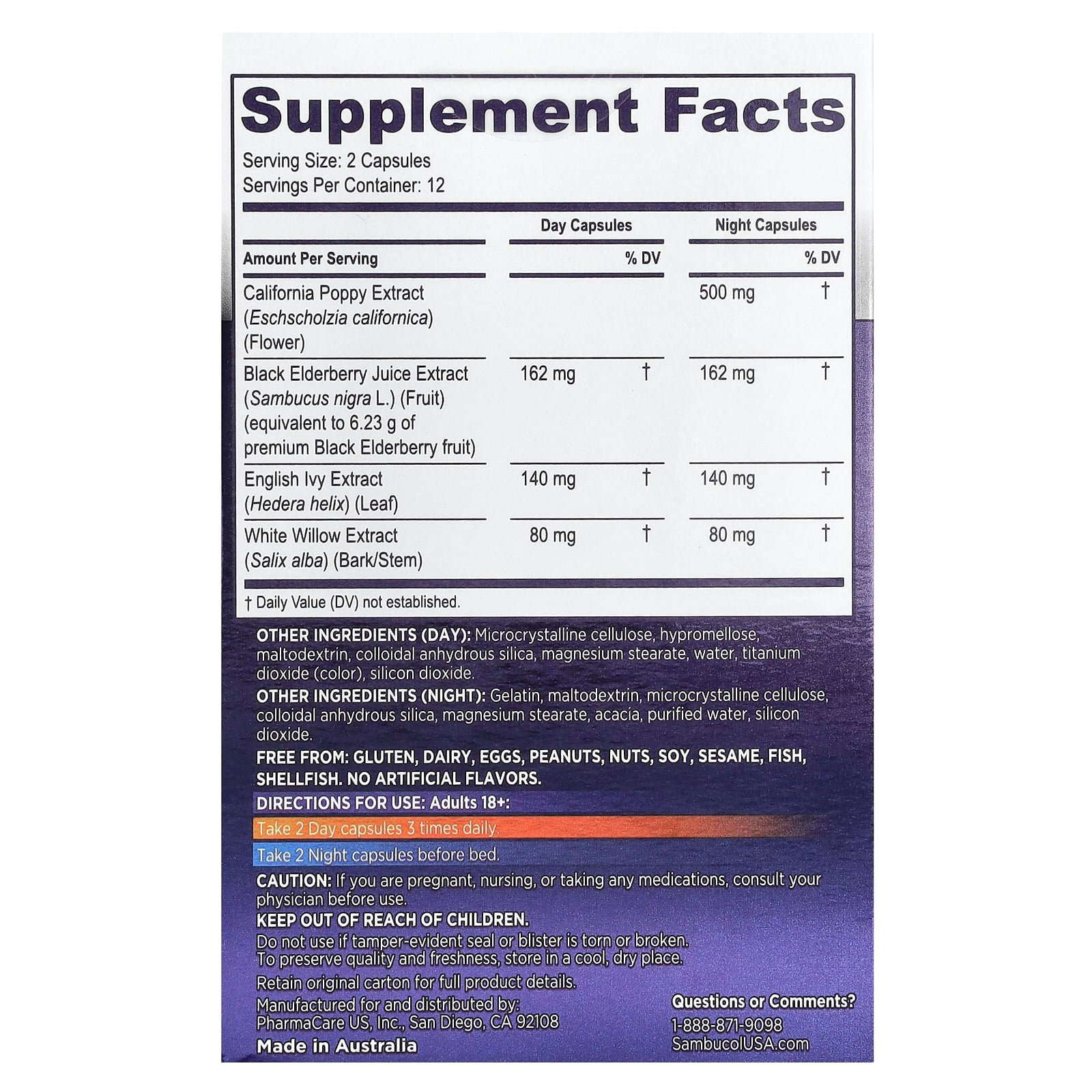 Sambucol, Black Elderberry, Day + Night Relief , 24 Capsules - Image 2