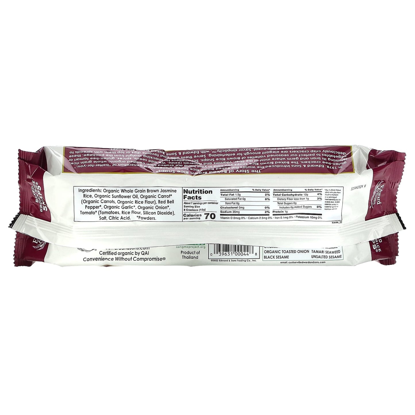 Organic Baked Brown Rice Snaps by Edward & Sons - Gluten-Free Crackers - Image 2