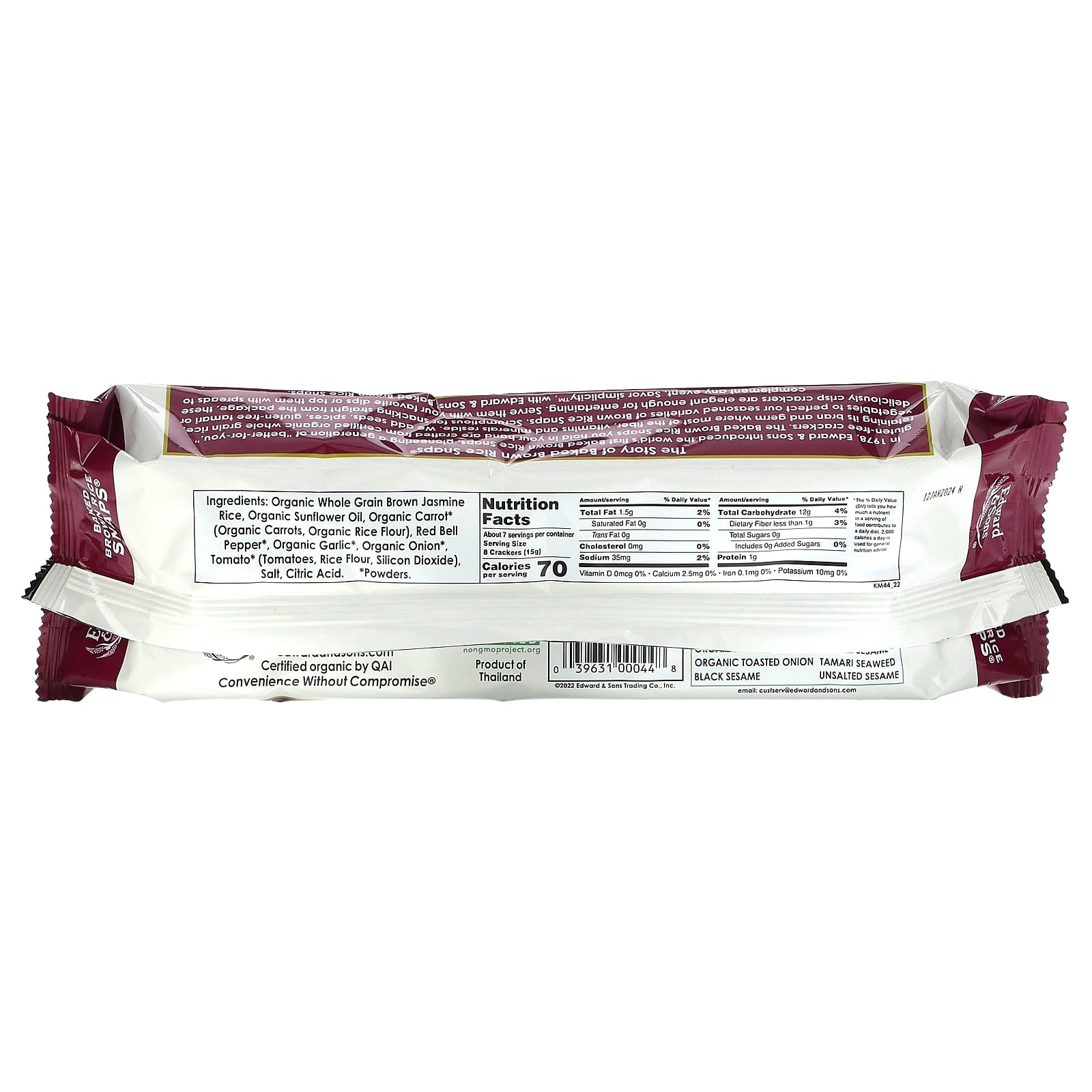 Organic Baked Brown Rice Snaps by Edward & Sons - Gluten-Free Crackers - Image 2