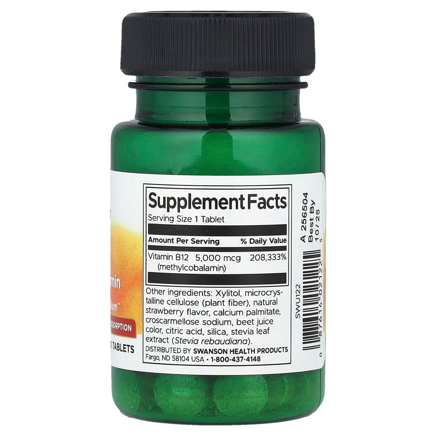Swanson, Vitamin B12 Methylcobalamin, 5,000 mcg, 60 Tablets - Image 2