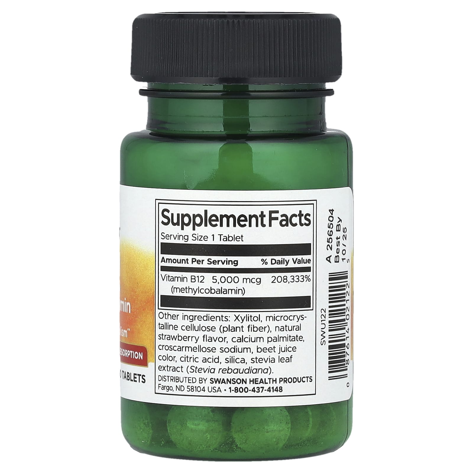 Swanson, Vitamin B12 Methylcobalamin, 5,000 mcg, 60 Tablets - Image 2