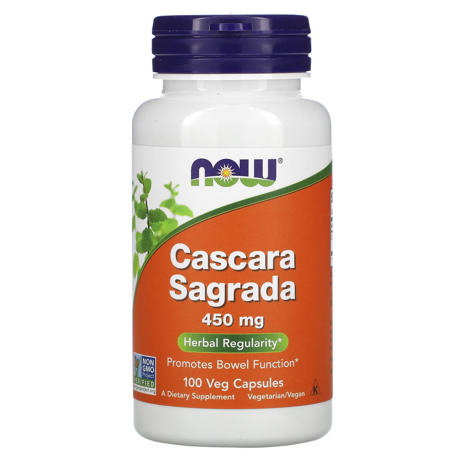 NOW Foods, Cascara Sagrada, 450 mg, 100 Veg Capsules - Image 1