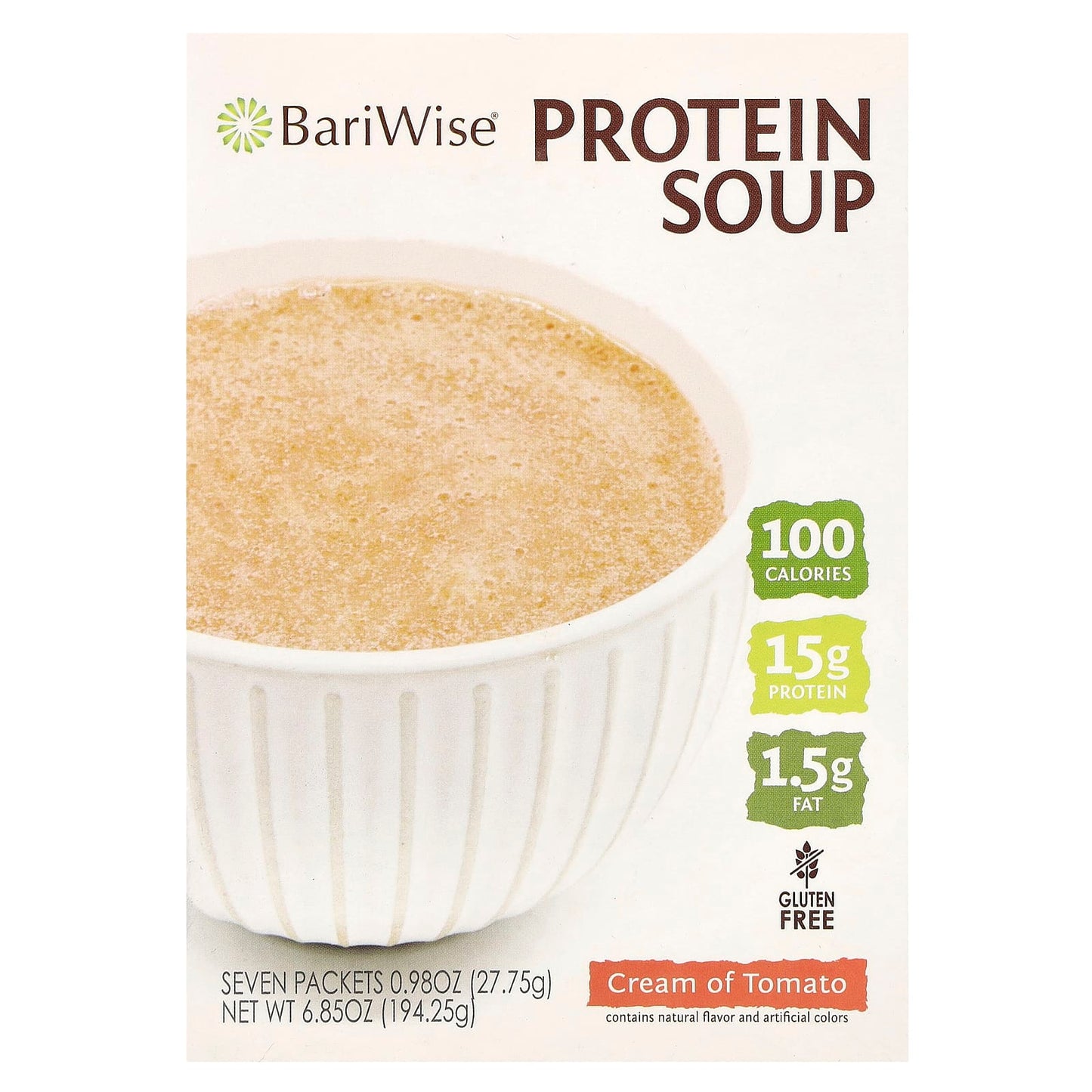 BariWise Cream of Tomato Protein Soup - 7 Packets, Gluten-Free, 15g Protein - Image 1