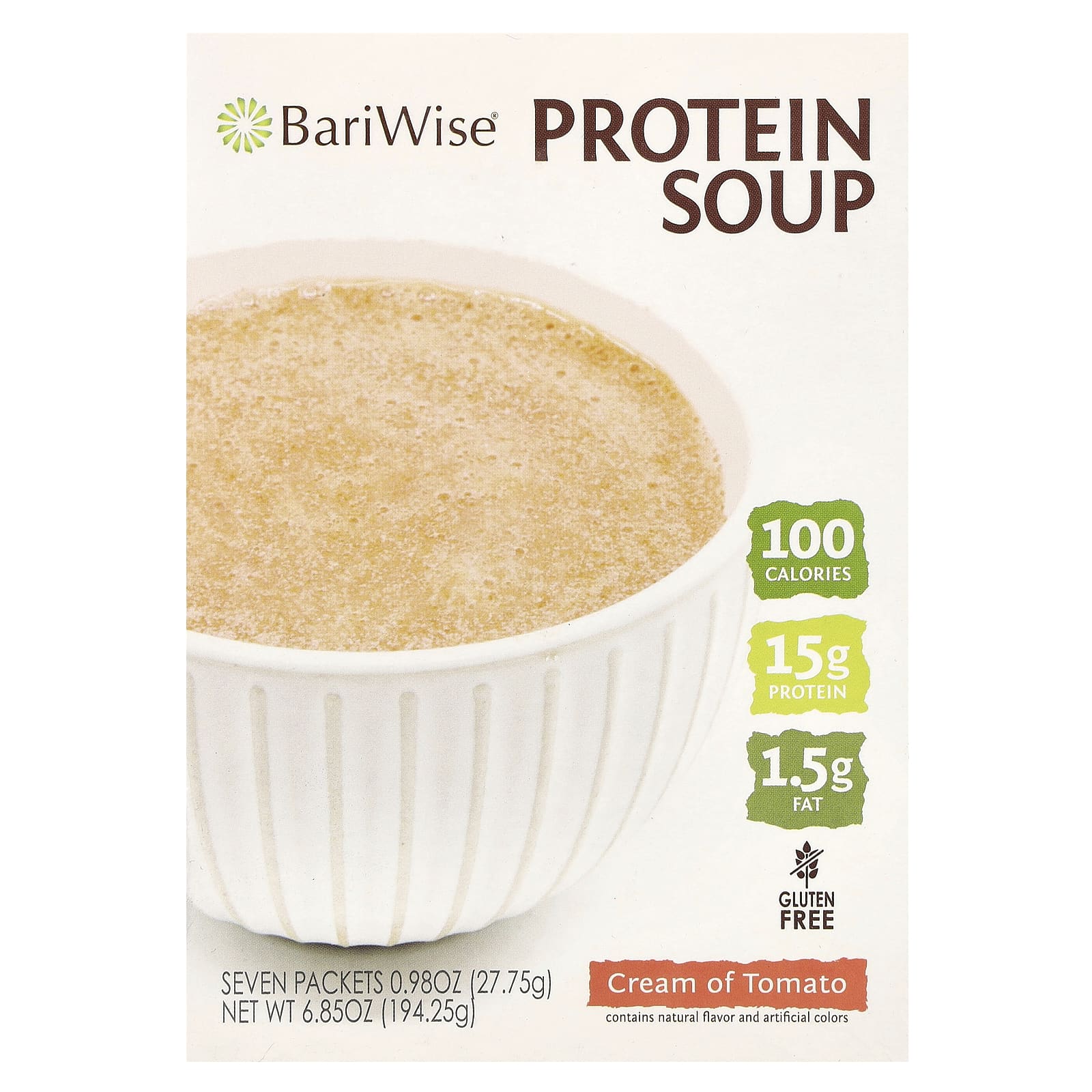 BariWise Cream of Tomato Protein Soup - 7 Packets, Gluten-Free, 15g Protein - Image 1