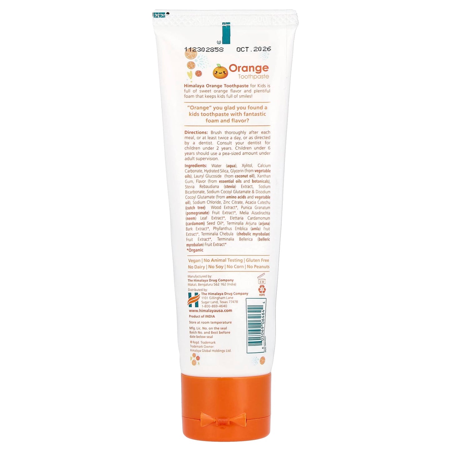 Himalaya Orange Sensitive Kids Toothpaste, 4.0 oz (113 g) - Fluoride-Free - Image 2
