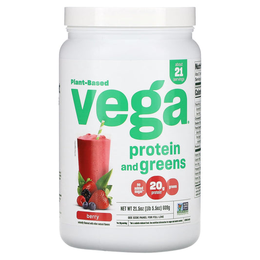 Vega, Plant Based Protein and Greens, Berry, 1 lb 5.5 oz (609 g) - Image 1
