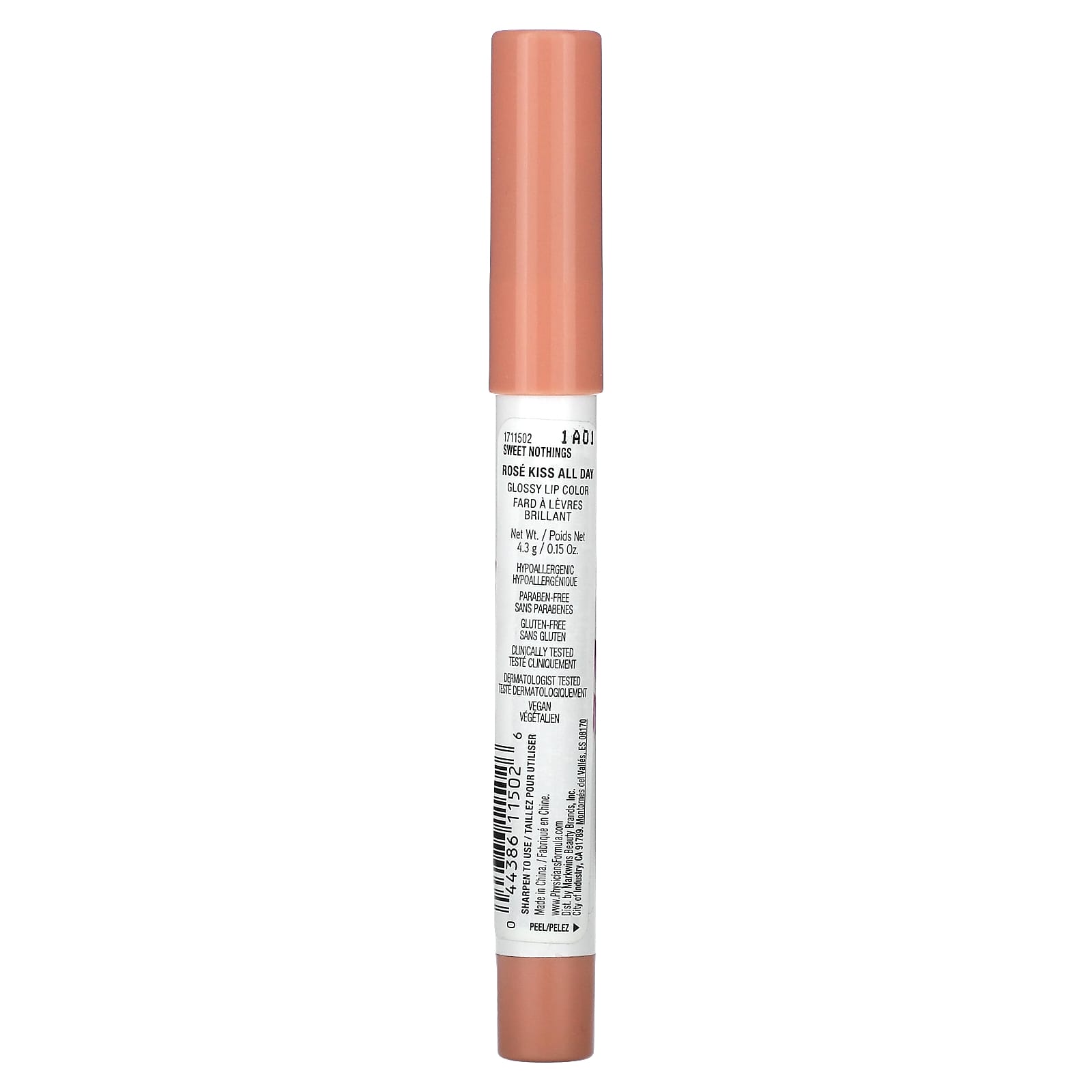 Physicians Formula, Rosé Kiss All Day, Glossy Lip Color, 1711502 Sweet Nothings, 0.15 oz (4.3 g) - Image 2