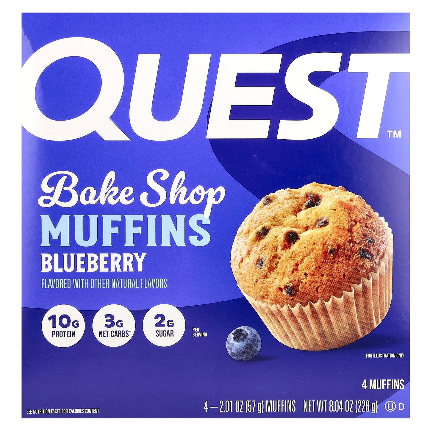Quest Nutrition, Bake Shop Muffins, Blueberry, 4 Pack, 2.01 oz (57 g) Each - Image 1