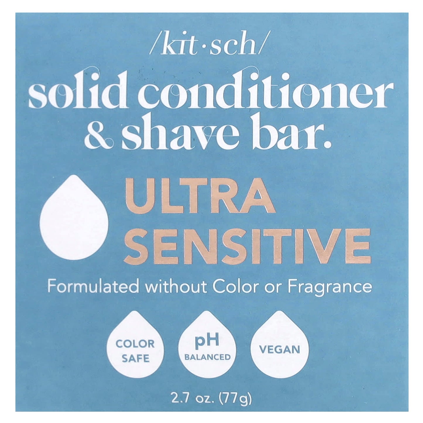 Kitsch, Solid Conditioner & Shave Bar, Ultra Sensitive, Fragrance Free, 2.7 oz (77 g) - Image 1