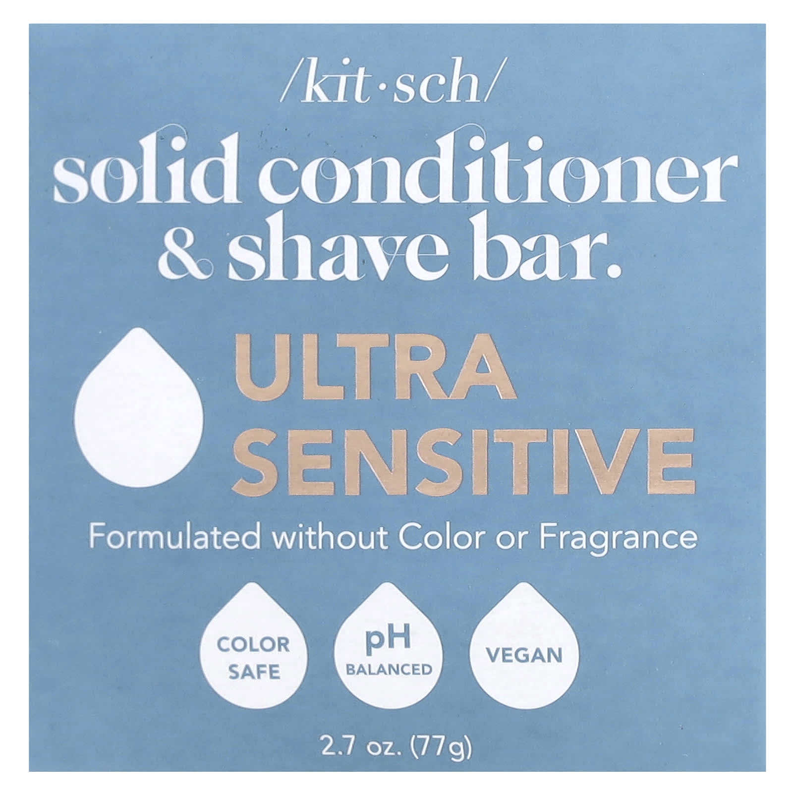 Kitsch, Solid Conditioner & Shave Bar, Ultra Sensitive, Fragrance Free, 2.7 oz (77 g) - Image 1