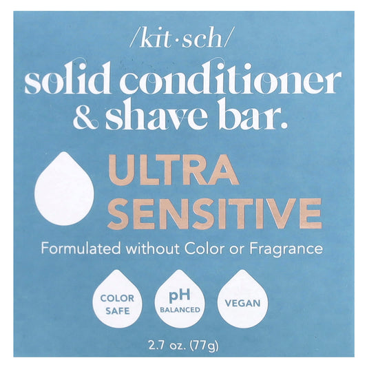 Kitsch, Solid Conditioner & Shave Bar, Ultra Sensitive, Fragrance Free, 2.7 oz (77 g) - Image 1