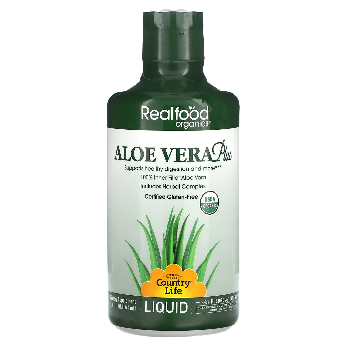 Country Life Aloe Vera Plus, USDA Organic, 32 fl oz (944 ml) - Image 1