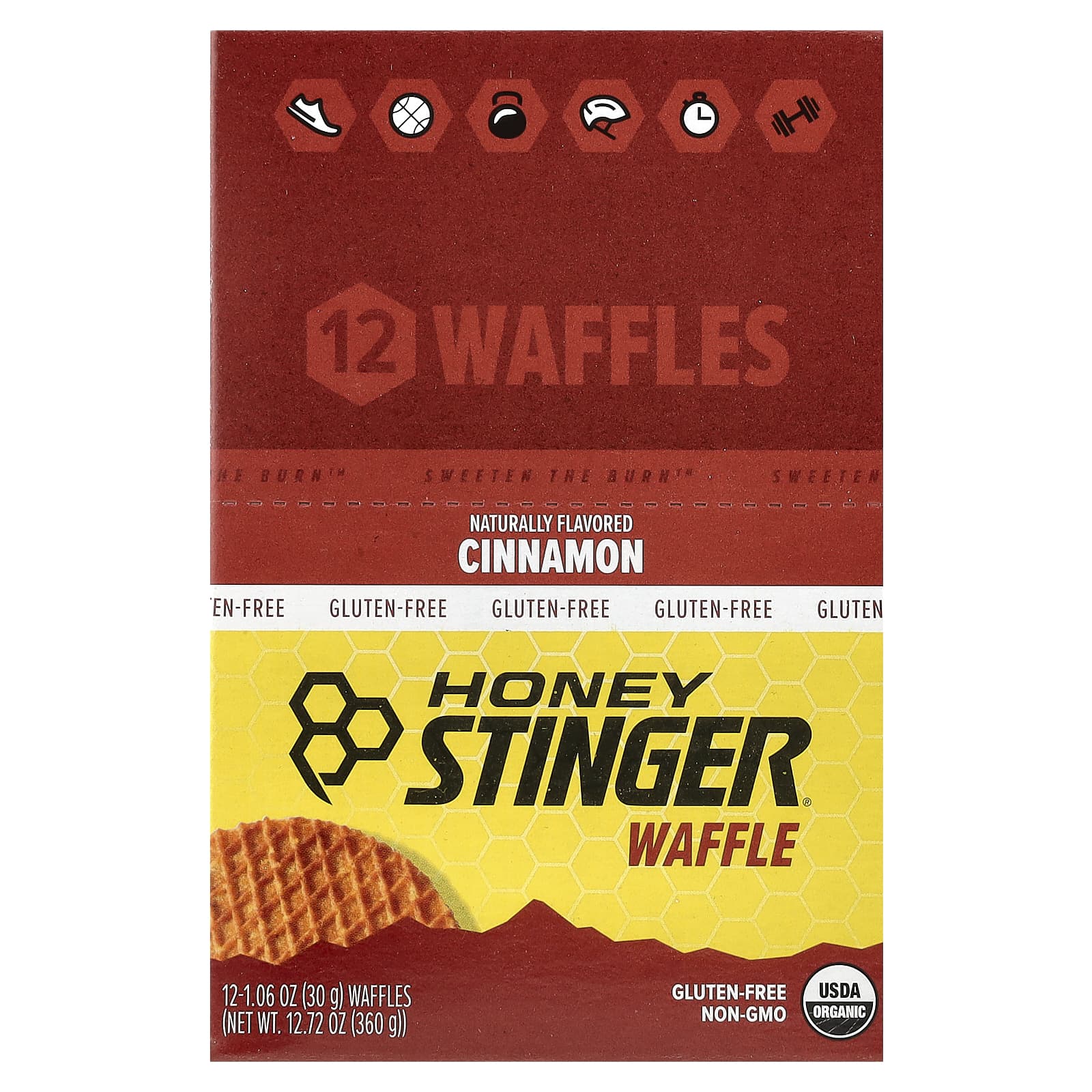 Honey Stinger Energy Waffles, Cinnamon Flavor, 12 Count, Gluten-Free - Image 1