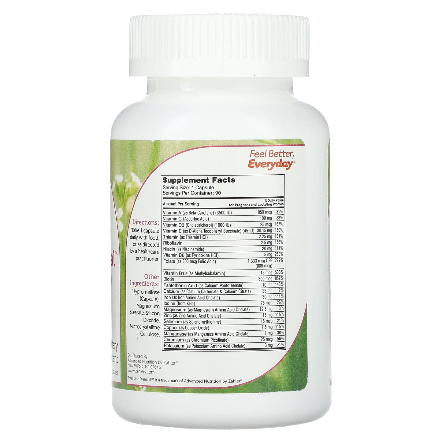 Zahler, Total One Prenatal, Essential Once-Daily Prenatal, 90 Capsules - Image 2