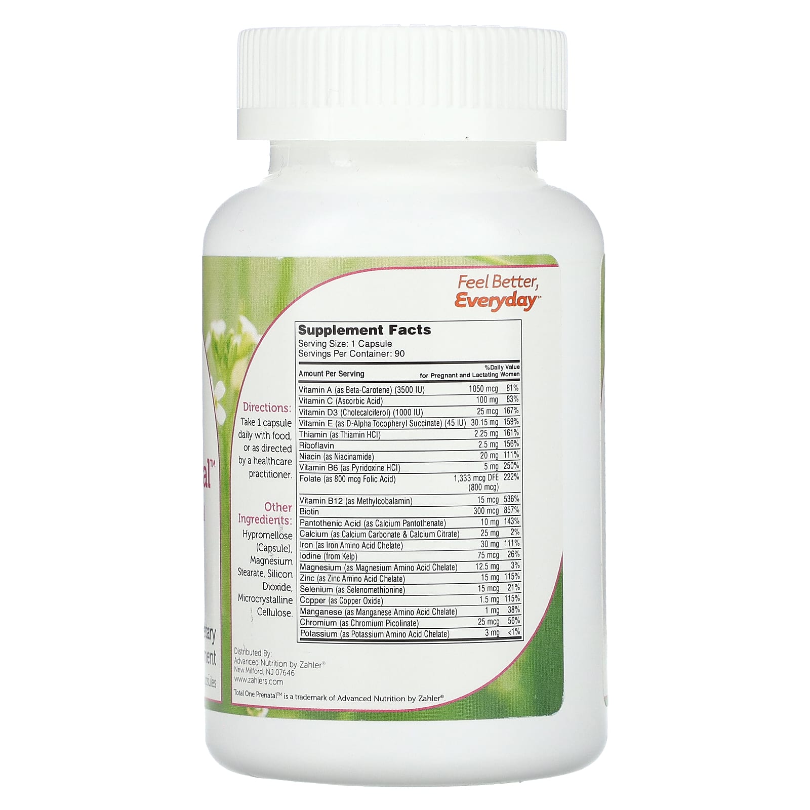 Zahler, Total One Prenatal, Essential Once-Daily Prenatal, 90 Capsules - Image 2
