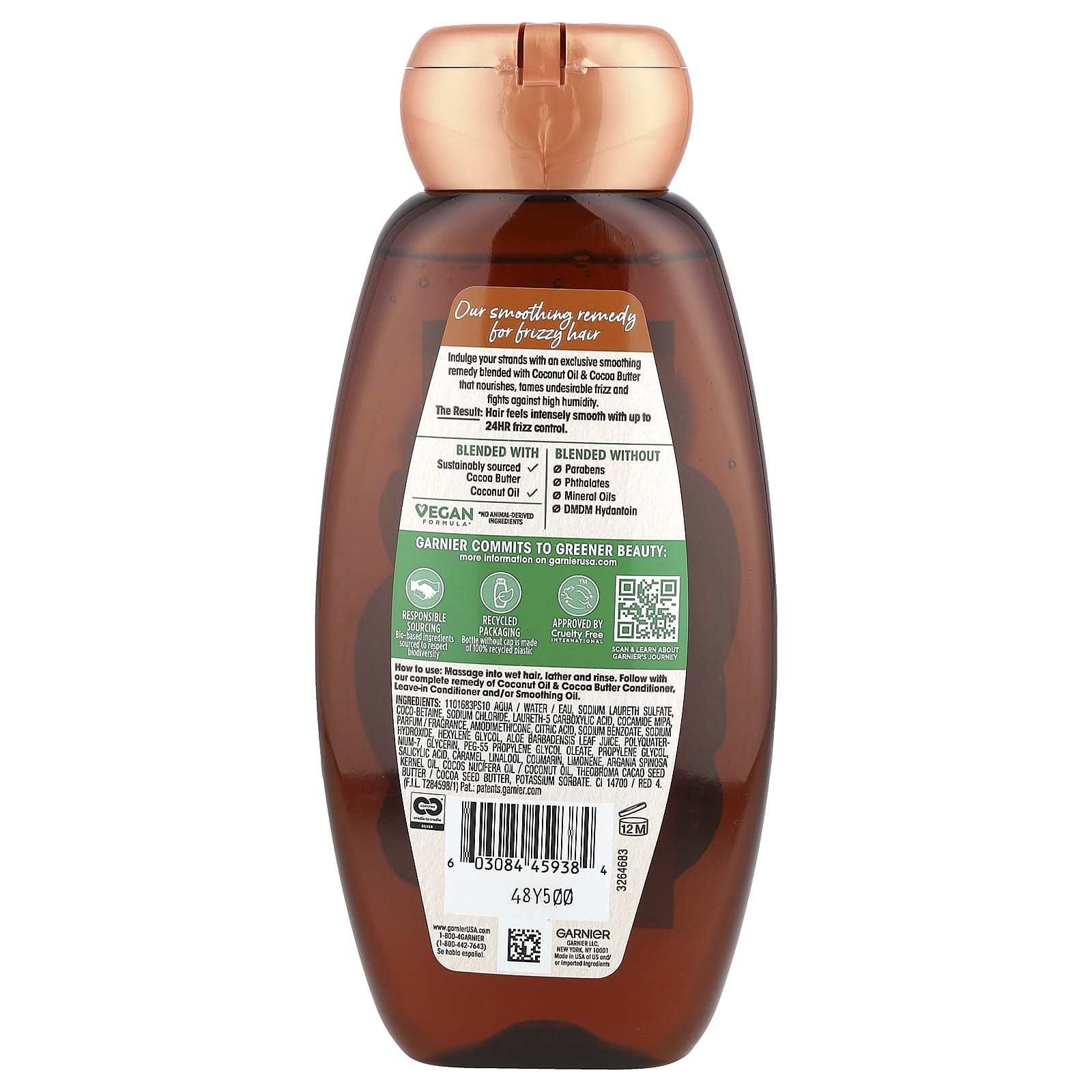 Garnier Whole Blends Smoothing Shampoo Coconut Oil & Cocoa Butter - Image 2