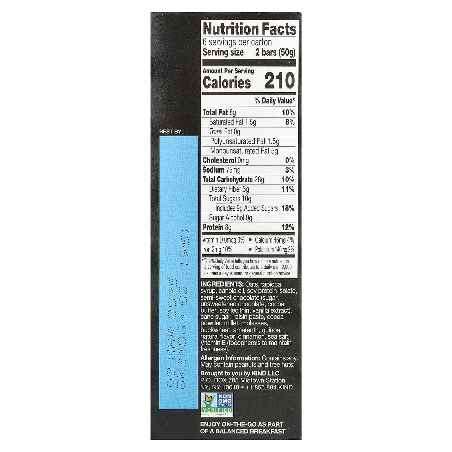 KIND Bars, Breakfast Protein Bars, Dark Chocolate Cocoa, 6 Packs, 1.76 oz (50 g) Each - Image 2