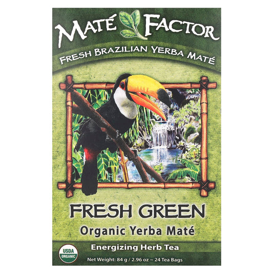 Mate Factor, Organic Yerba Mate, Fresh Green, 24 Tea Bags, 2.96 oz (84 g) - Image 1