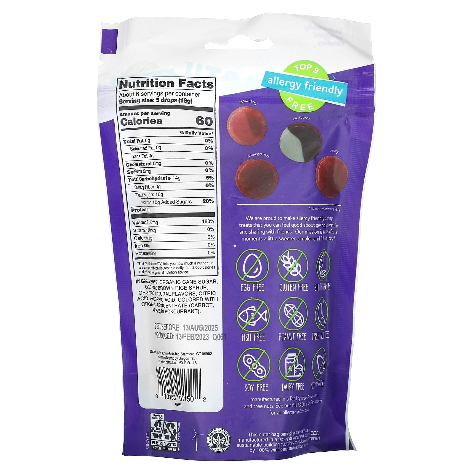 YumEarth, Organic Vitamin C Hard Candies, Antioxidant Fruit, 3.3 oz (93.6 g) - Image 2