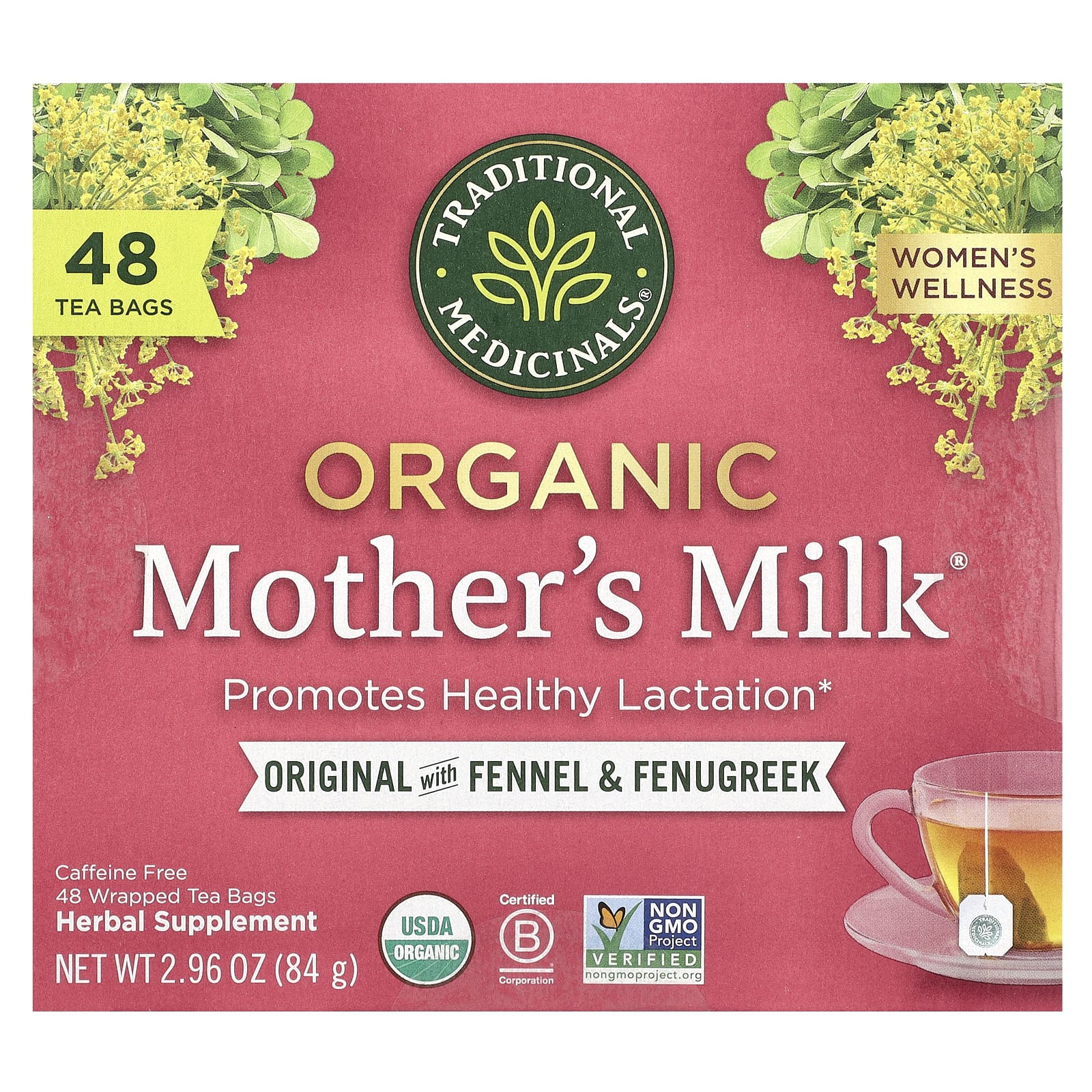Traditional Medicinals, Organic Mother's Milk®, Original with Fennel & Fenugreek, Caffeine Free, 48 Wrapped Tea Bags, 2.96 oz (84 g) - Image 1