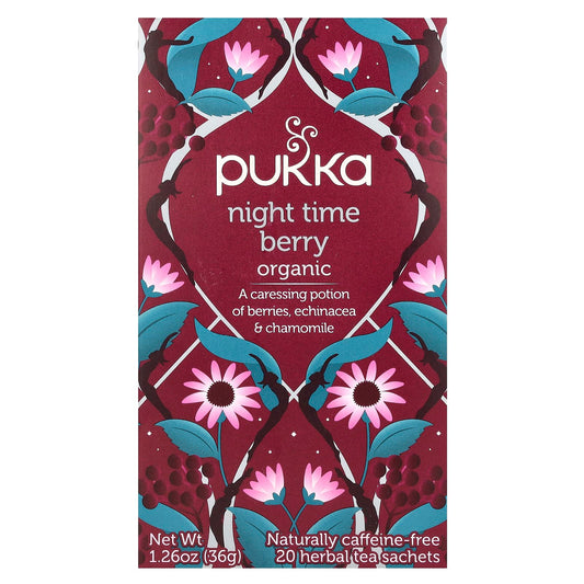 Pukka Herbs, Herbal Tea, Organic Night Time Berry, Caffeine-Free, 20 Sachets, 1.26 oz (36 g) - Image 1